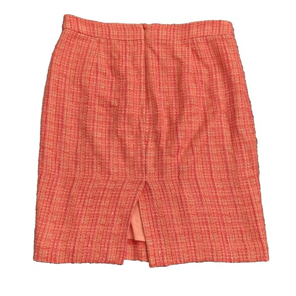 J Crew No 2 Pencil Skirt SIZE 8 Orange Tweed Plaid Cotton Wool Preppy Academia - Picture 2 of 10